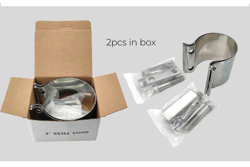 2 pçs 2 "2.5" 3 "4" braçadeira de banda de escape conjunta de extremidade 304 aço inoxidável universal manga de escape acoplador braçadeira de tubulação acessórios do carro