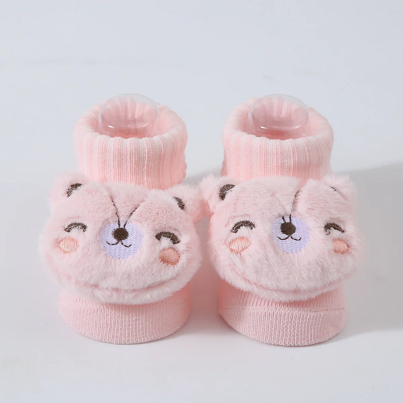 Meias de bebê primavera e outono algodão macio meias de bebê recém-nascido no tubo dos desenhos animados 3d boneca infantil meninos meninas meias 0-6 meses