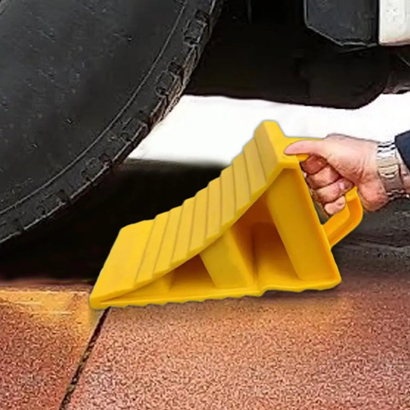 Calço de roda de reboque de carro com alças bloco de parada de pneu de caminhão de veículo cunhas de estacionamento antiderrapantes bloco de alinhamento de roda de rolha de carro