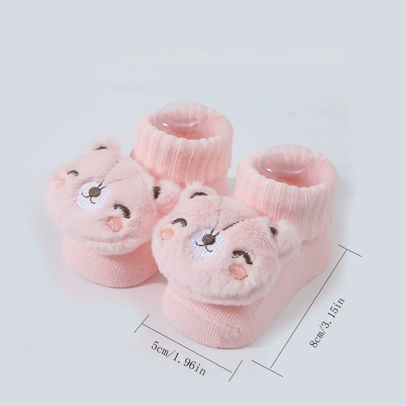 Meias de bebê primavera e outono algodão macio meias de bebê recém-nascido no tubo dos desenhos animados 3d boneca infantil meninos meninas meias 0-6 meses