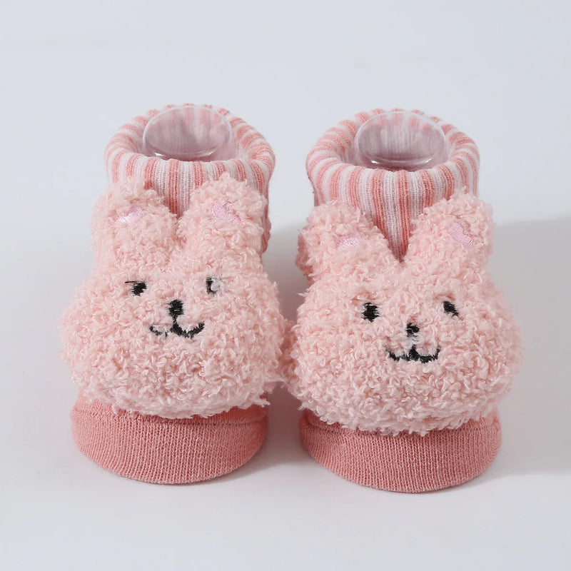 Meias de bebê primavera e outono algodão macio meias de bebê recém-nascido no tubo dos desenhos animados 3d boneca infantil meninos meninas meias 0-6 meses