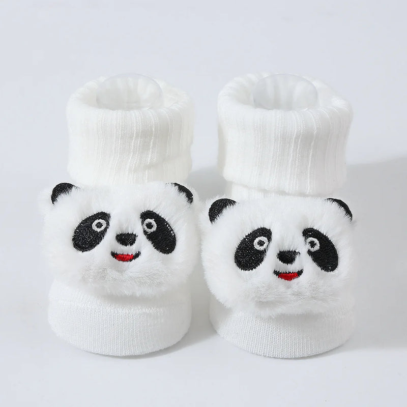 Meias de bebê primavera e outono algodão macio meias de bebê recém-nascido no tubo dos desenhos animados 3d boneca infantil meninos meninas meias 0-6 meses