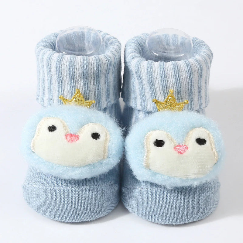 Meias de bebê primavera e outono algodão macio meias de bebê recém-nascido no tubo dos desenhos animados 3d boneca infantil meninos meninas meias 0-6 meses