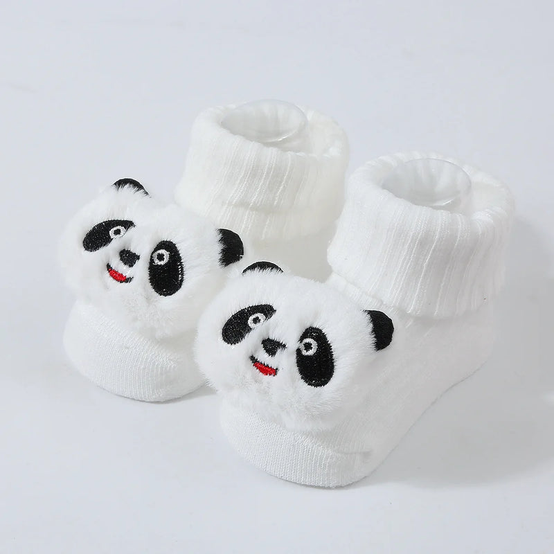 Meias de bebê primavera e outono algodão macio meias de bebê recém-nascido no tubo dos desenhos animados 3d boneca infantil meninos meninas meias 0-6 meses